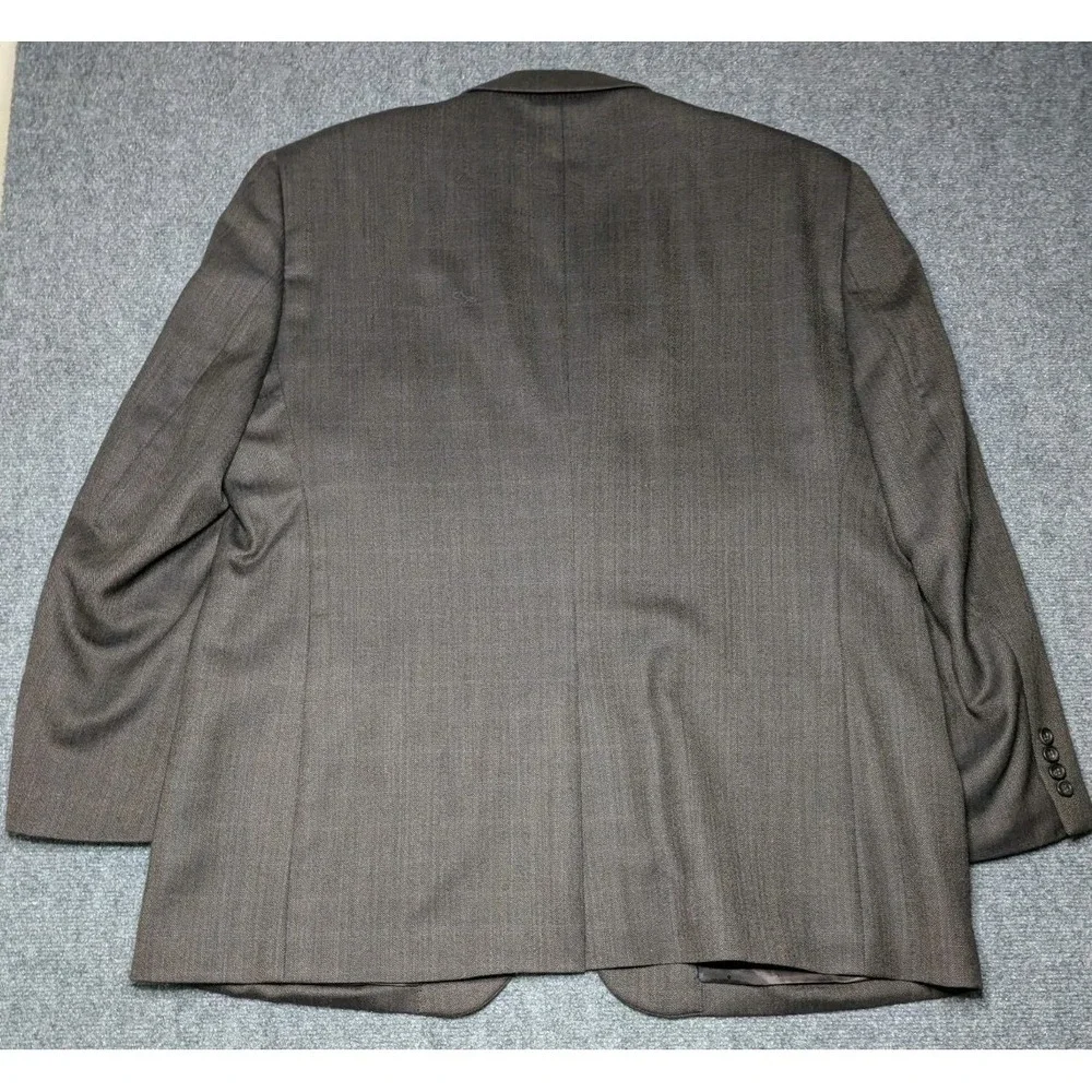 Joseph & Feiss Gold Men's 100% Wool 2 Button Blazer 48R Brown‎ Herringbone